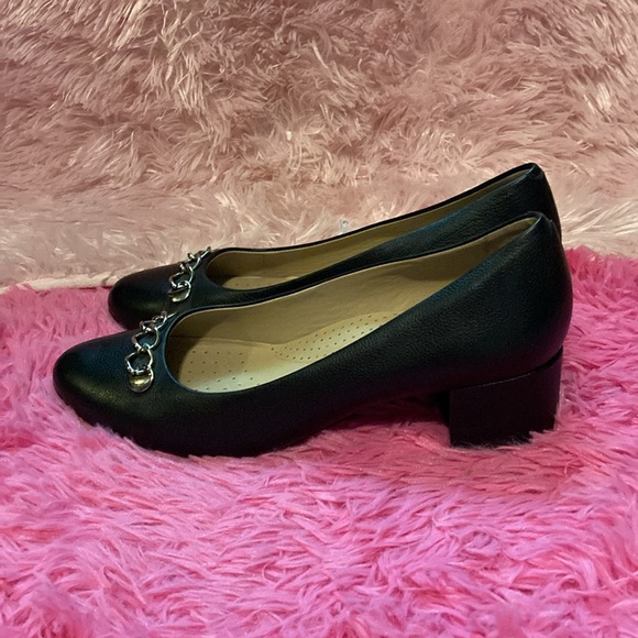 Marc Joseph New York Bridge CT chain detail toe Brazilian leather pumps sz 10 - Picture 5 of 11